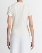 Ribbed Short-Sleeve Crew Neck T-Shirt-Shirts-Vince-Off White-XXS-Mercantile Portland