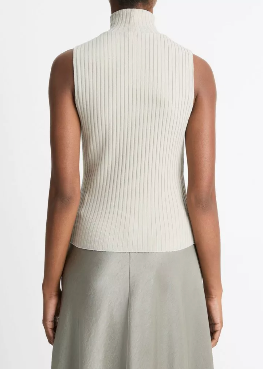 Ribbed Sleeveless Turtleneck Top-Clothing-Vince-Pale Dove-XXS-Mercantile Portland