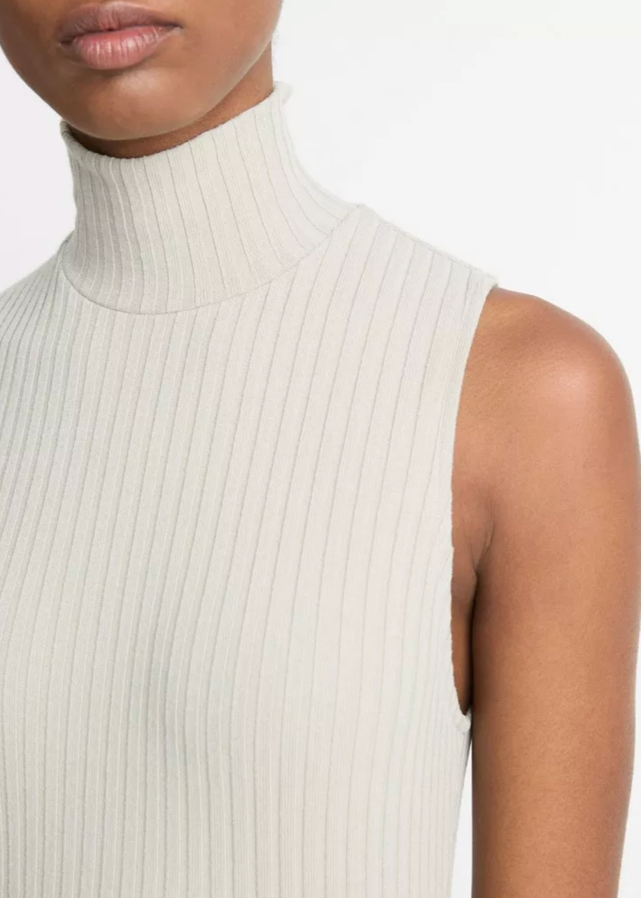 Ribbed Sleeveless Turtleneck Top-Clothing-Vince-Pale Dove-XXS-Mercantile Portland