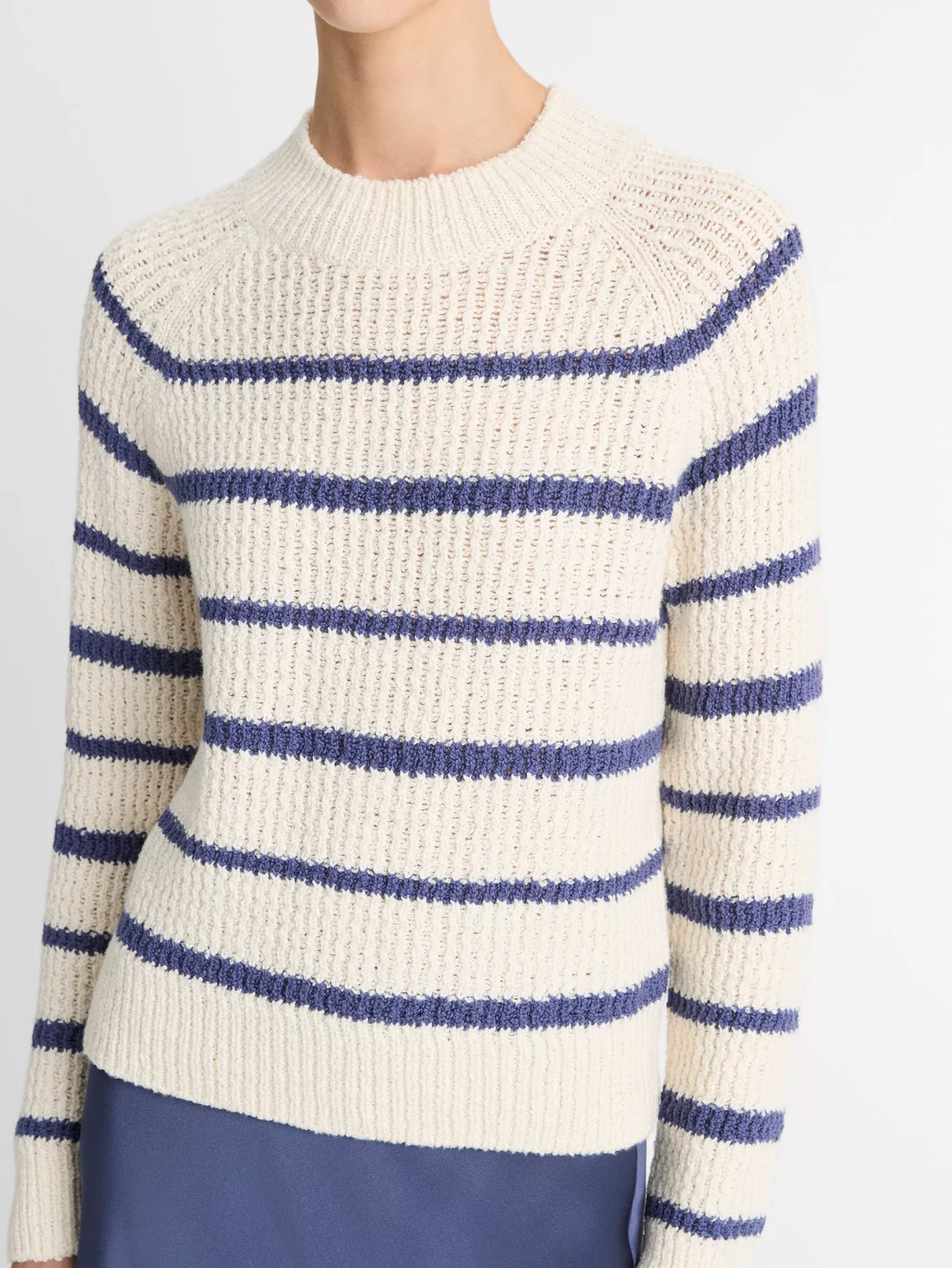 Ribbed Stripe Pullover-Sweaters-Vince-Pampas/Dark Peri-XXS-Mercantile Portland