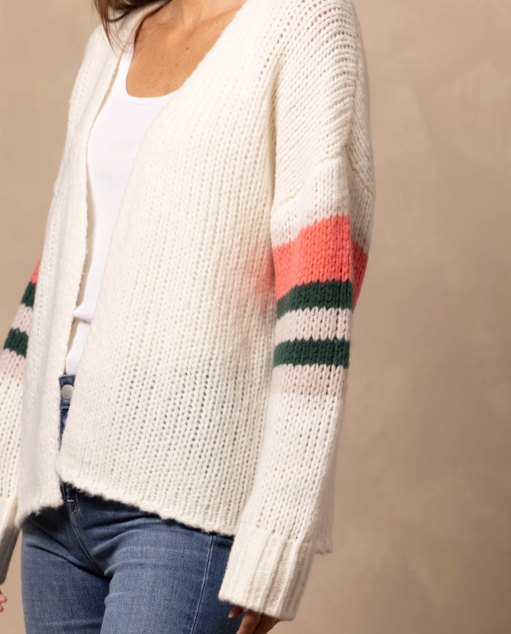 Rizzo Stripe Cardigan-Clothing-27 Miles-Cloud-XS-Mercantile Portland