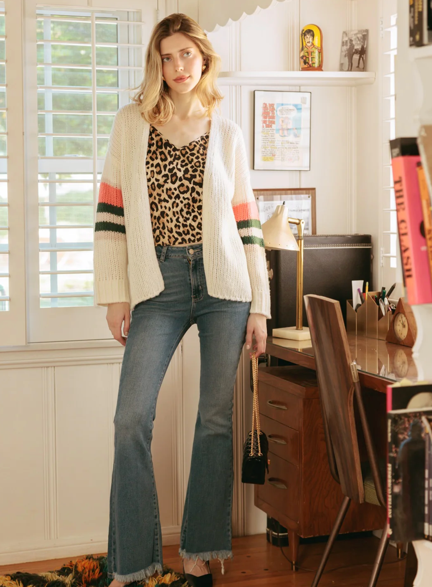 Rizzo Stripe Cardigan-Clothing-27 Miles-Cloud-XS-Mercantile Portland