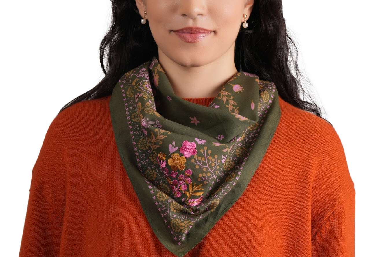 Rodeo Lassie Bandana-Scarves and Wraps-Mercantile Portland-Olive Blossoms-OS-Mercantile Portland