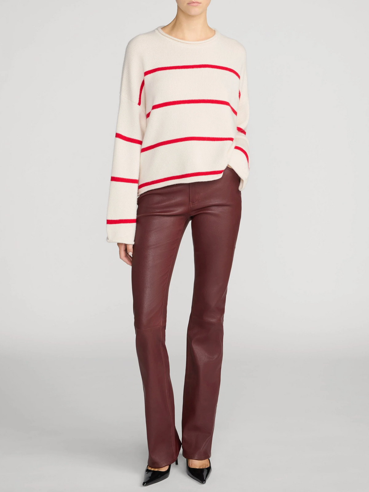 Rolled Hem Sweater in Cream Stripe-Sweaters-Frame-Cream Stripe-XS-Mercantile Portland