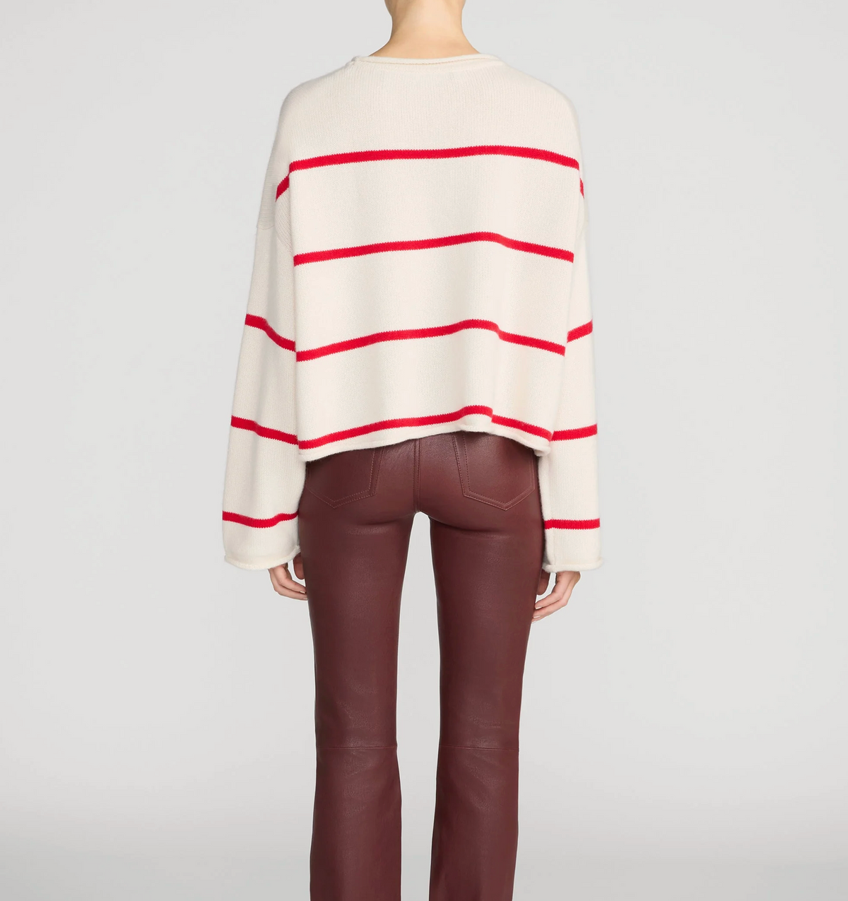 Rolled Hem Sweater in Cream Stripe-Sweaters-Frame-Cream Stripe-XS-Mercantile Portland