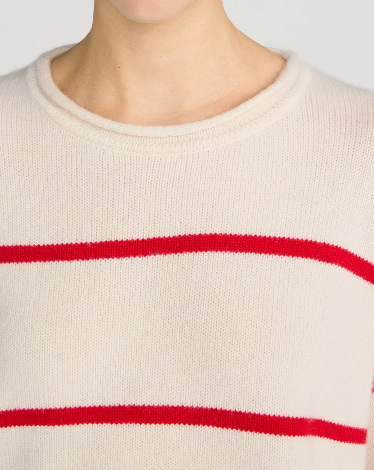 Rolled Hem Sweater in Cream Stripe-Sweaters-Frame-Cream Stripe-XS-Mercantile Portland