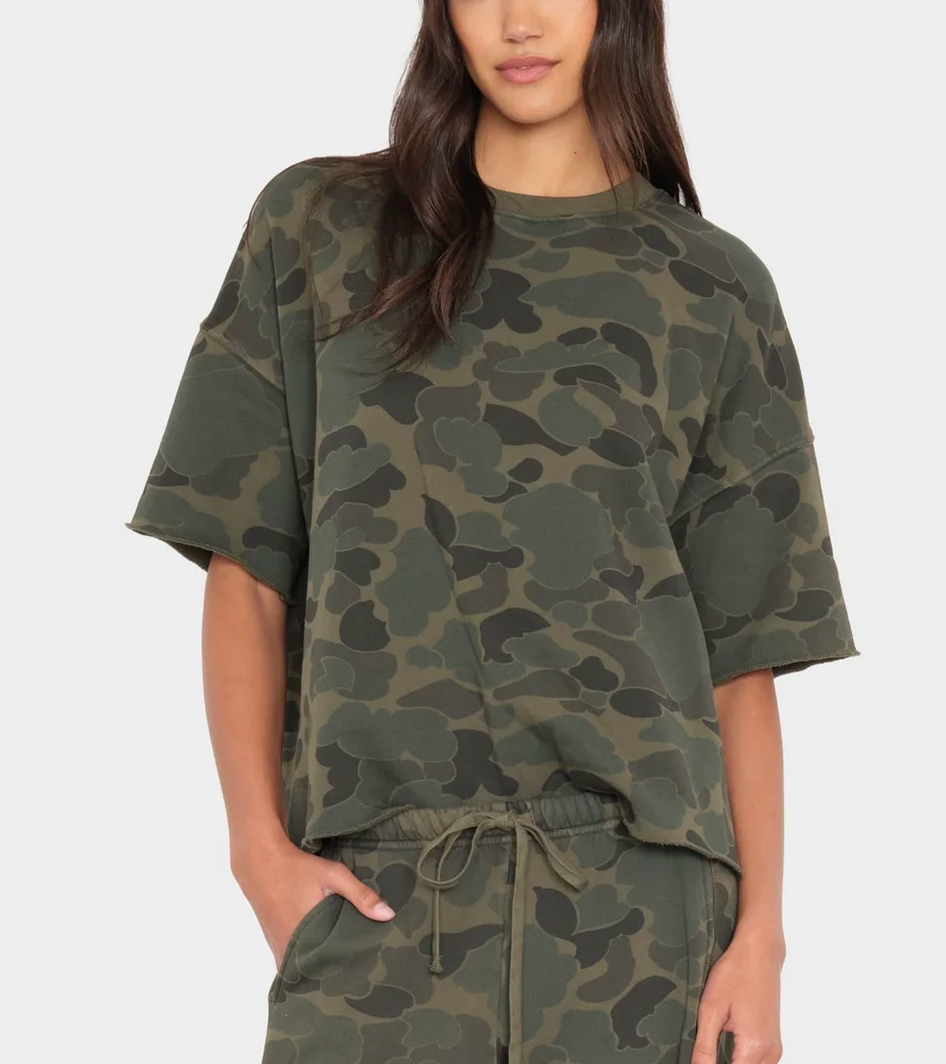 Romeo Sweatshirt in Camo Sage-Tops-Xirena-Camo Sage-XS-Mercantile Portland