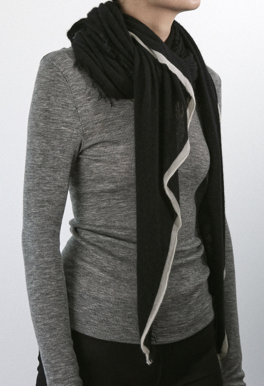 Rosa Cashmere Scarf-Scarves-Grisal-Black/White-OS-Mercantile Portland