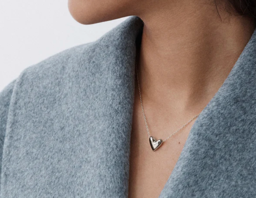 Roscida Heart Necklace in Sterling Silver-Jewelry-Otiumberg-Silver-OS-Mercantile Portland