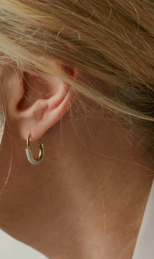 Roscida Pavé Oval Hoops-Jewelry-Otiumberg-Gold-OS-Mercantile Portland