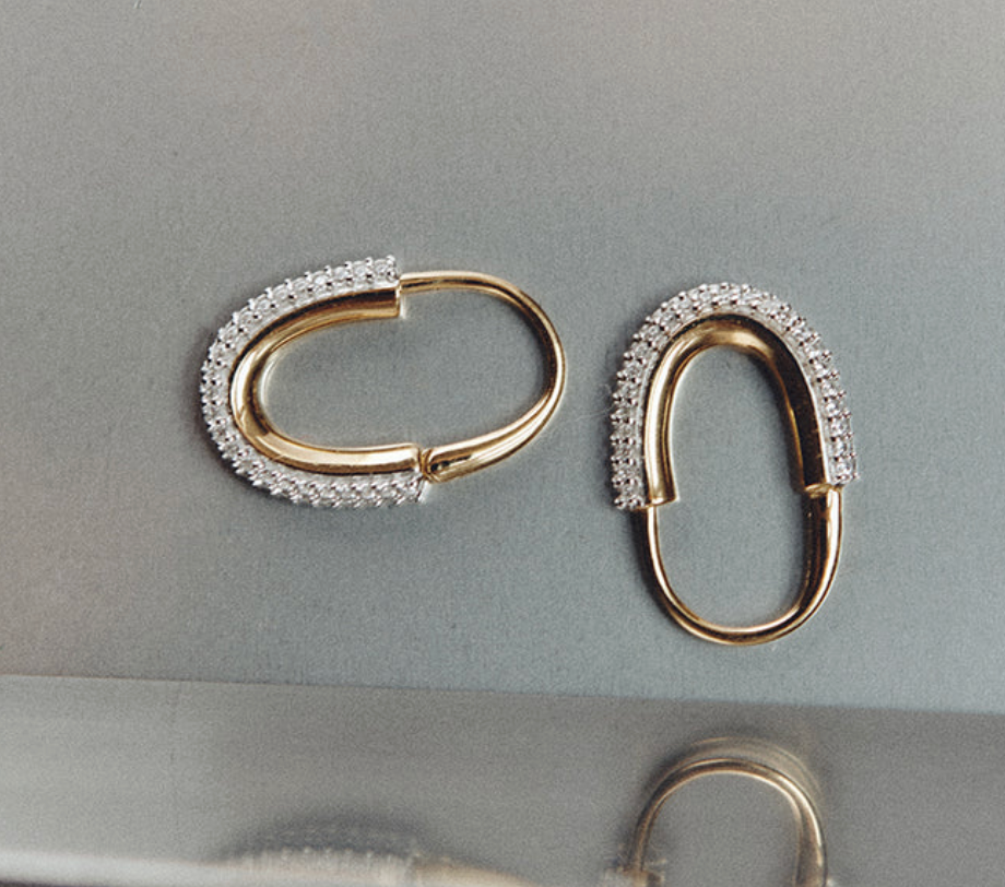 Roscida Pavé Oval Hoops-Jewelry-Otiumberg-Gold-OS-Mercantile Portland