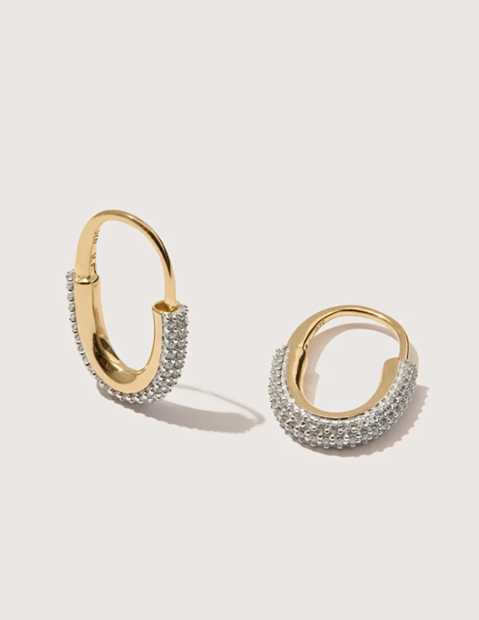 Roscida Pavé Oval Hoops-Jewelry-Otiumberg-Gold-OS-Mercantile Portland