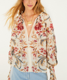 Royal Garden Tassels Blouse-Tops-Farm Rio-Royal Sand-XS-Mercantile Portland