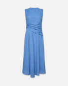 Ruched Sleeveless Midi Dress-Dresses-Frame-Coastal Blue • Frame-XXS-Mercantile Portland