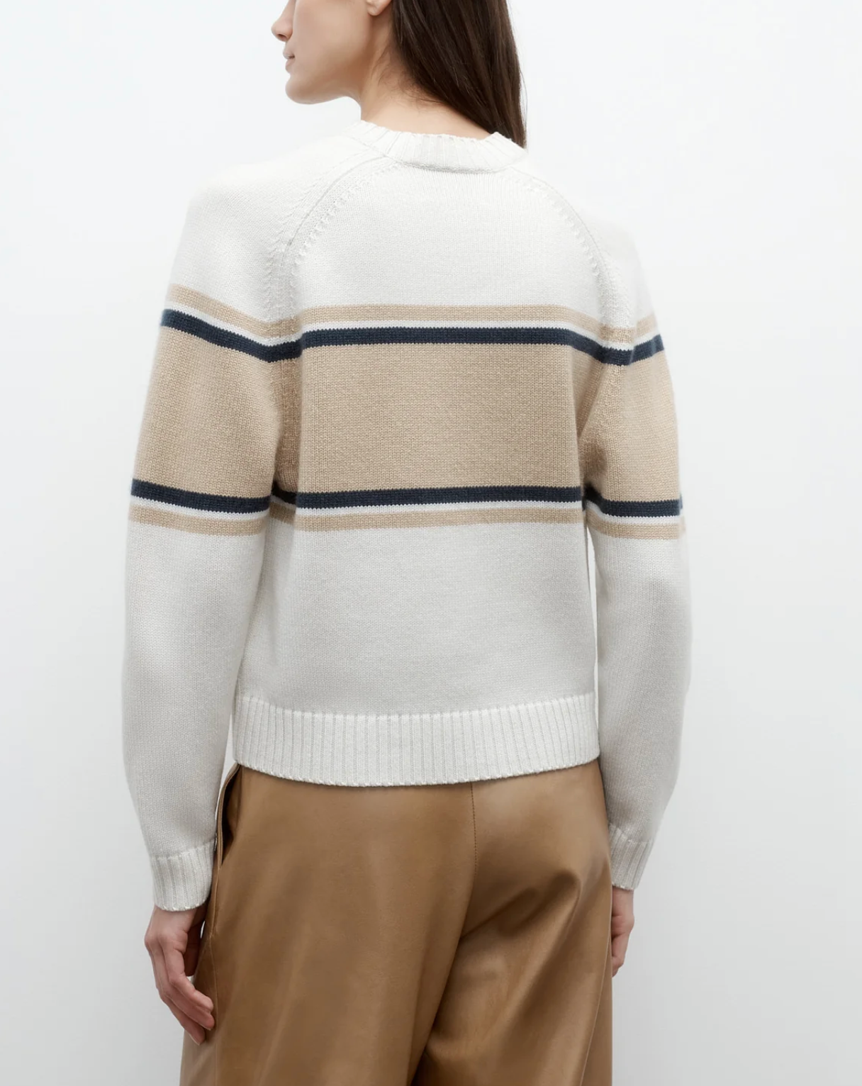 Saddle Crewneck with Stripes-Sweaters-TWP-Cream-XXS-Mercantile Portland