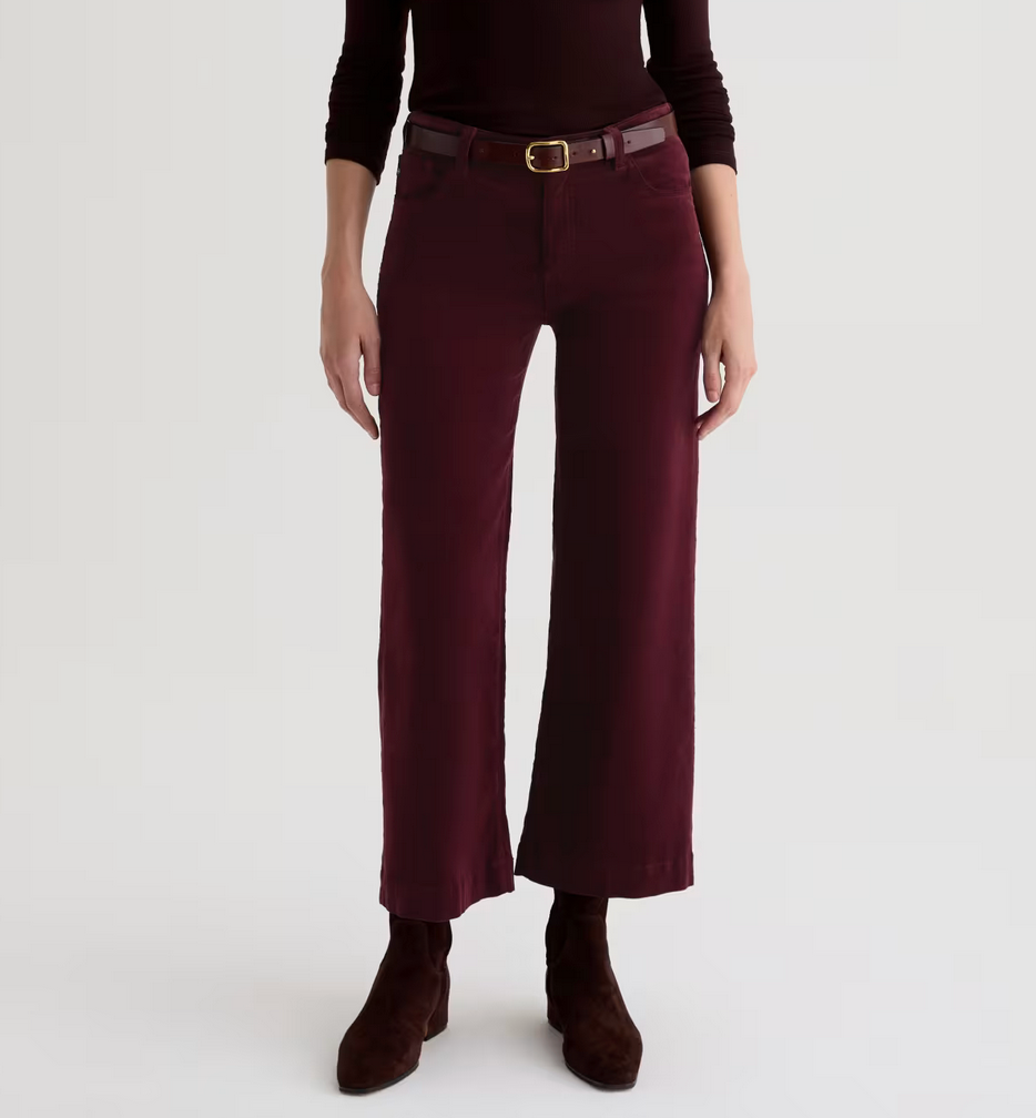 Saige Wide Leg Crop Corduroy in Winery-Denim-AG Jeans-Winery-25-Mercantile Portland