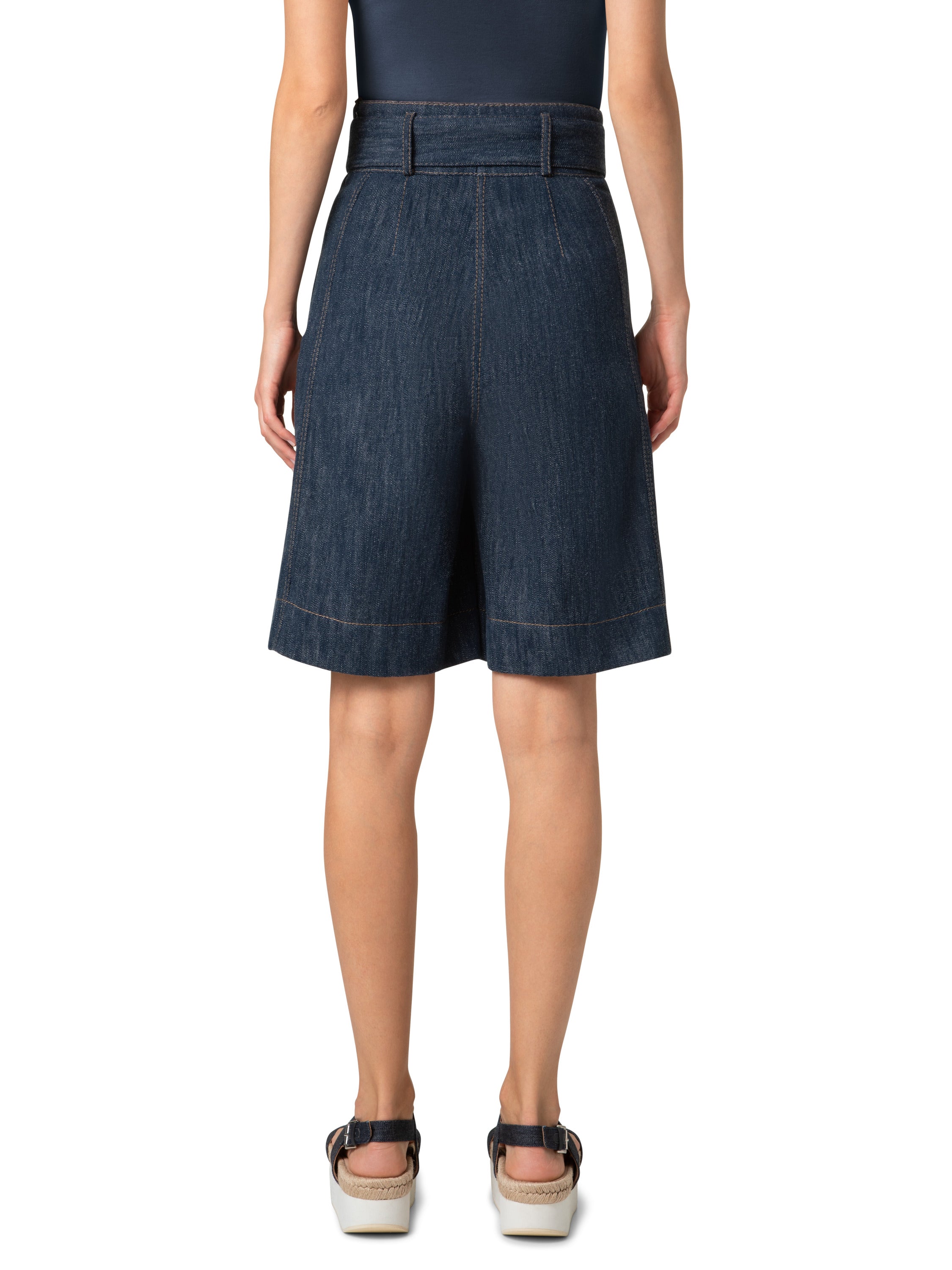 Sailor Fioretta Bermuda Short-Clothing-Akris Punto-Navy Denim-2-Mercantile Portland