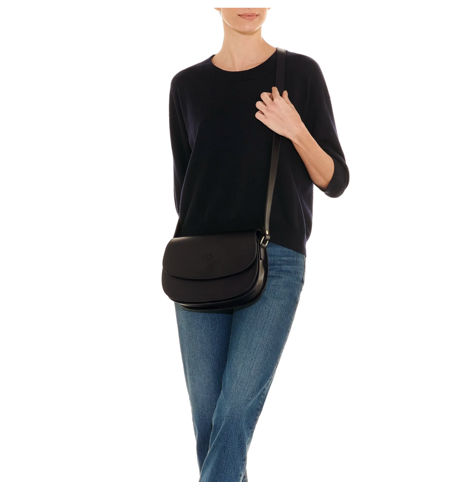 Salina Leather Crossbody Bag-Accessories-IL BISONTE-Black-OS-Mercantile Portland