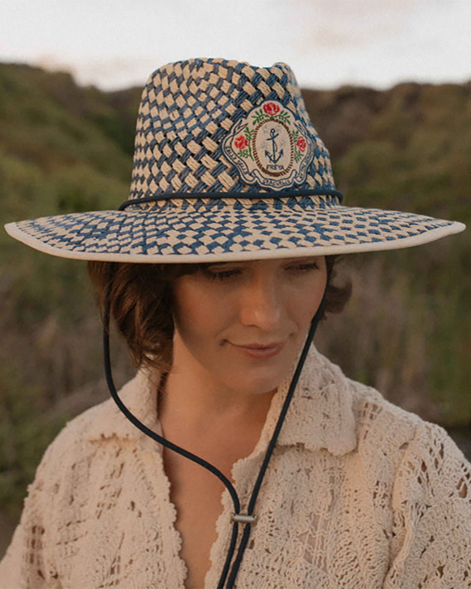 Sally Sells Seashells Lifeguard Hat-Hats-Freya-Natural/Navy • Freya-S/M-Mercantile Portland