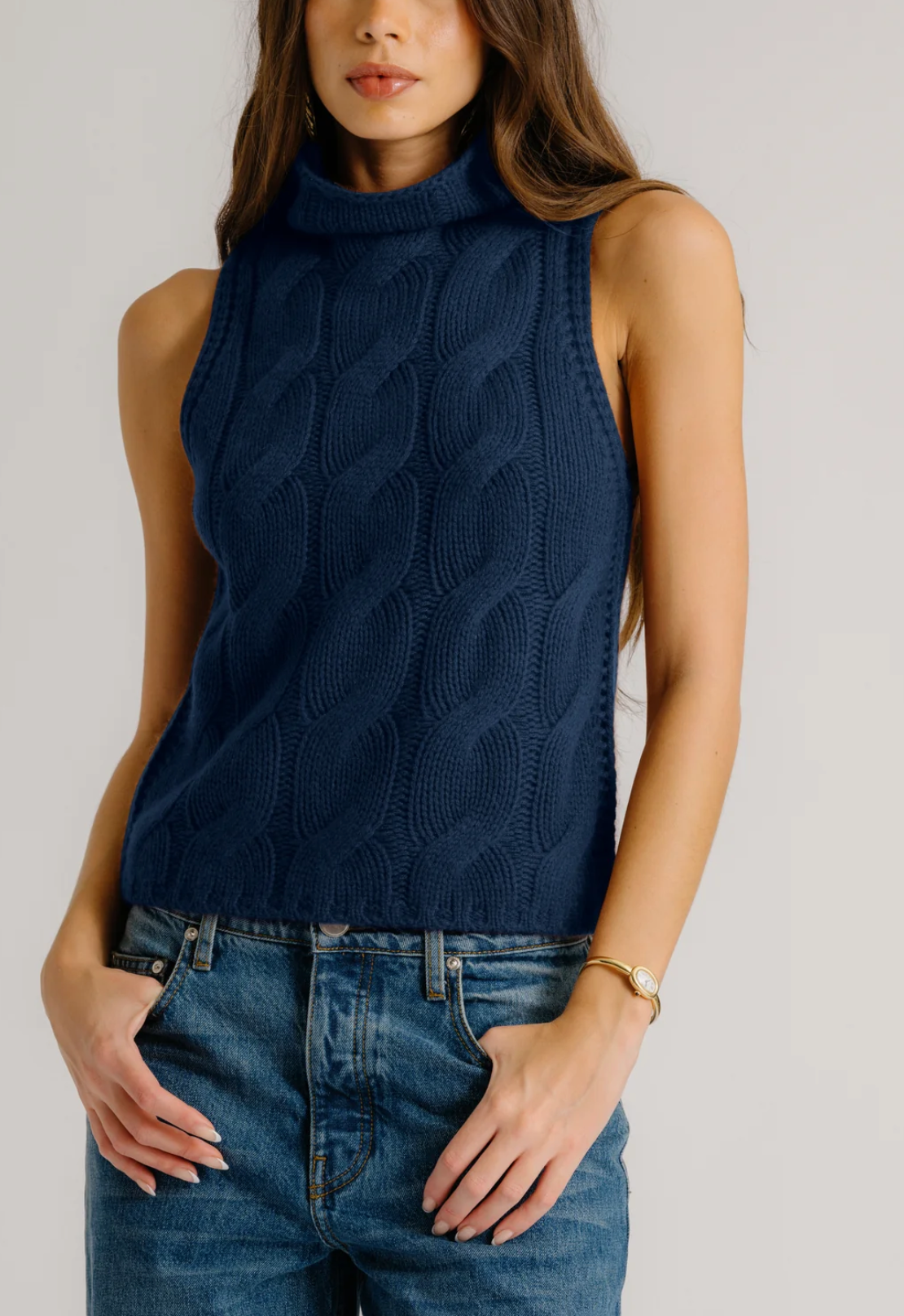 Salvia Cable Turtleneck in Midnight-Staging-Sablyn-Midnight-XS-Mercantile Portland
