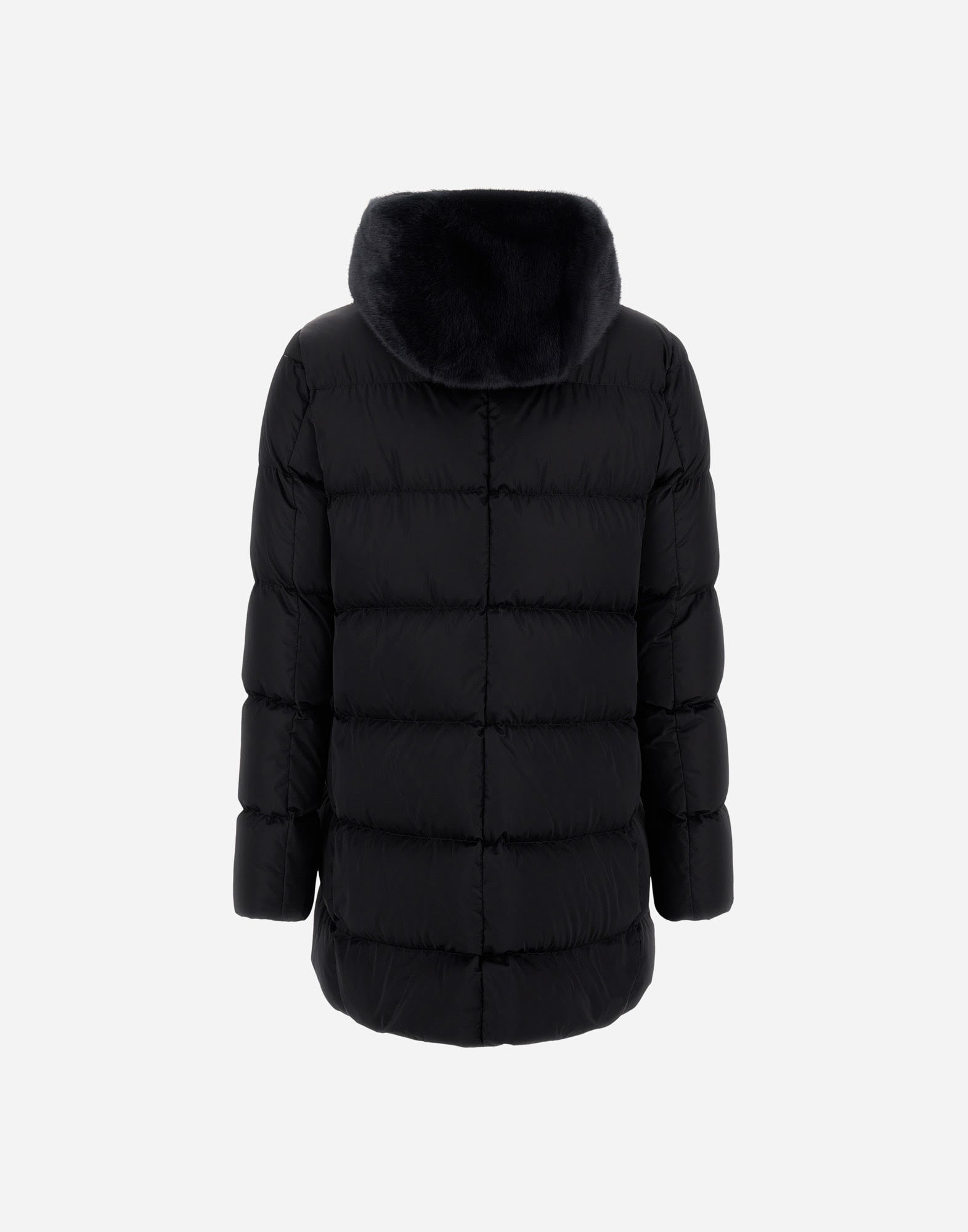 Sateen A Line Hi Lo Puffy-Jackets-HERNO-Black-36-Mercantile Portland