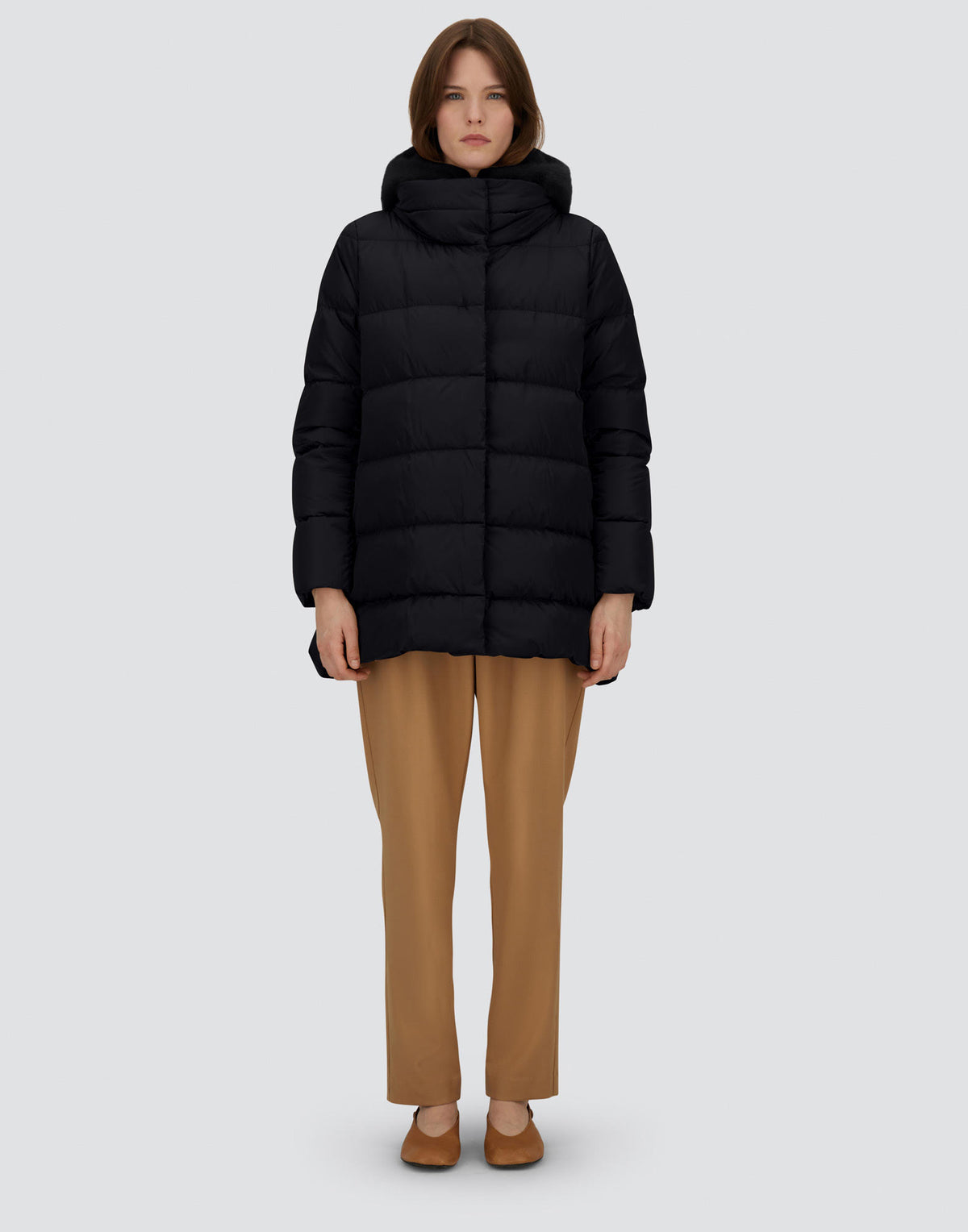Sateen A Line Hi Lo Puffy-Jackets-HERNO-Black-36-Mercantile Portland