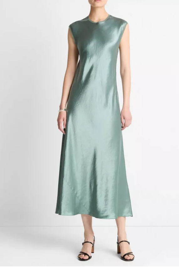 Satin Cap-Sleeve Slip Dress-Clothing-Vince-Deep Patina-XXS-Mercantile Portland