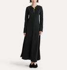 Satin Dress with Jewel Flower-Dresses-Forte Forte-Black-0-Mercantile Portland