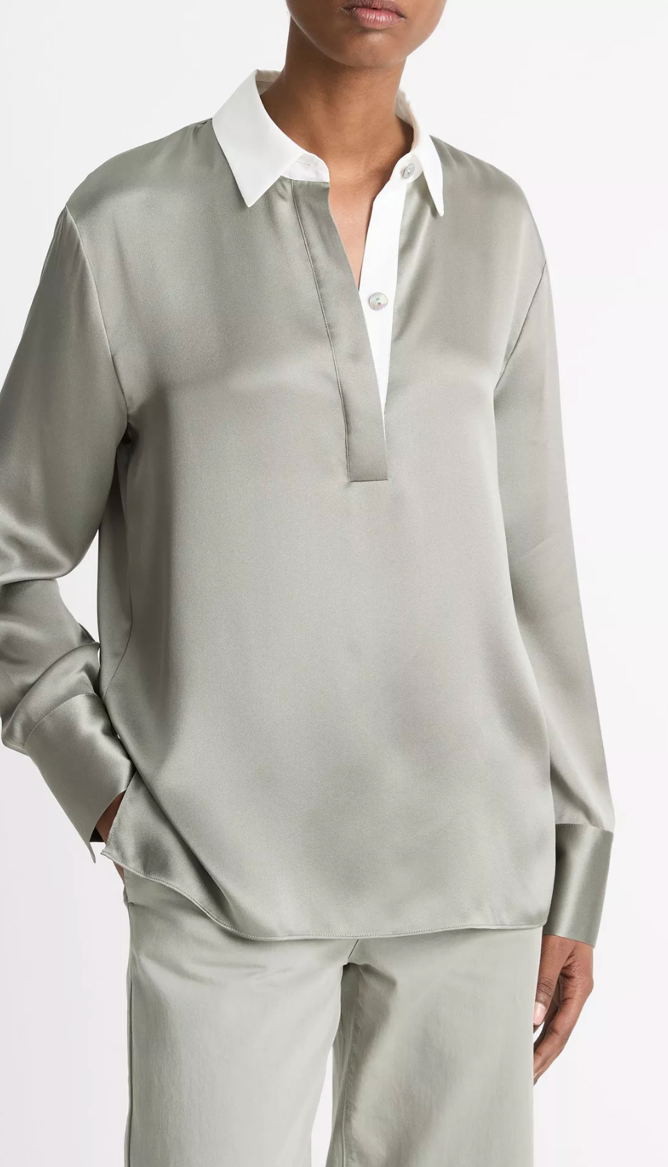 Satin Rugby Shirt-Clothing-Vince-Smoke Moss-XXS-Mercantile Portland