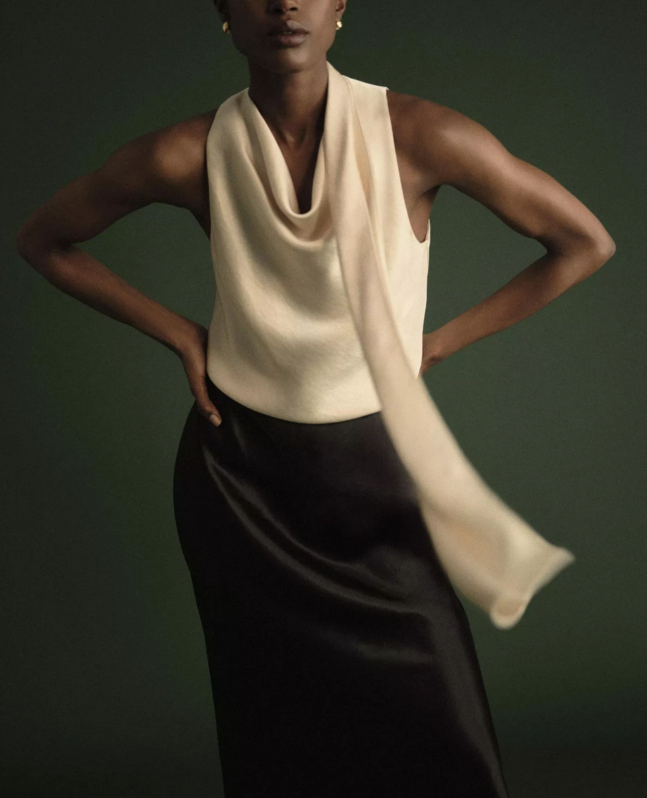 Satin Scarf Top-Tops-Vince-Bone-XS-Mercantile Portland