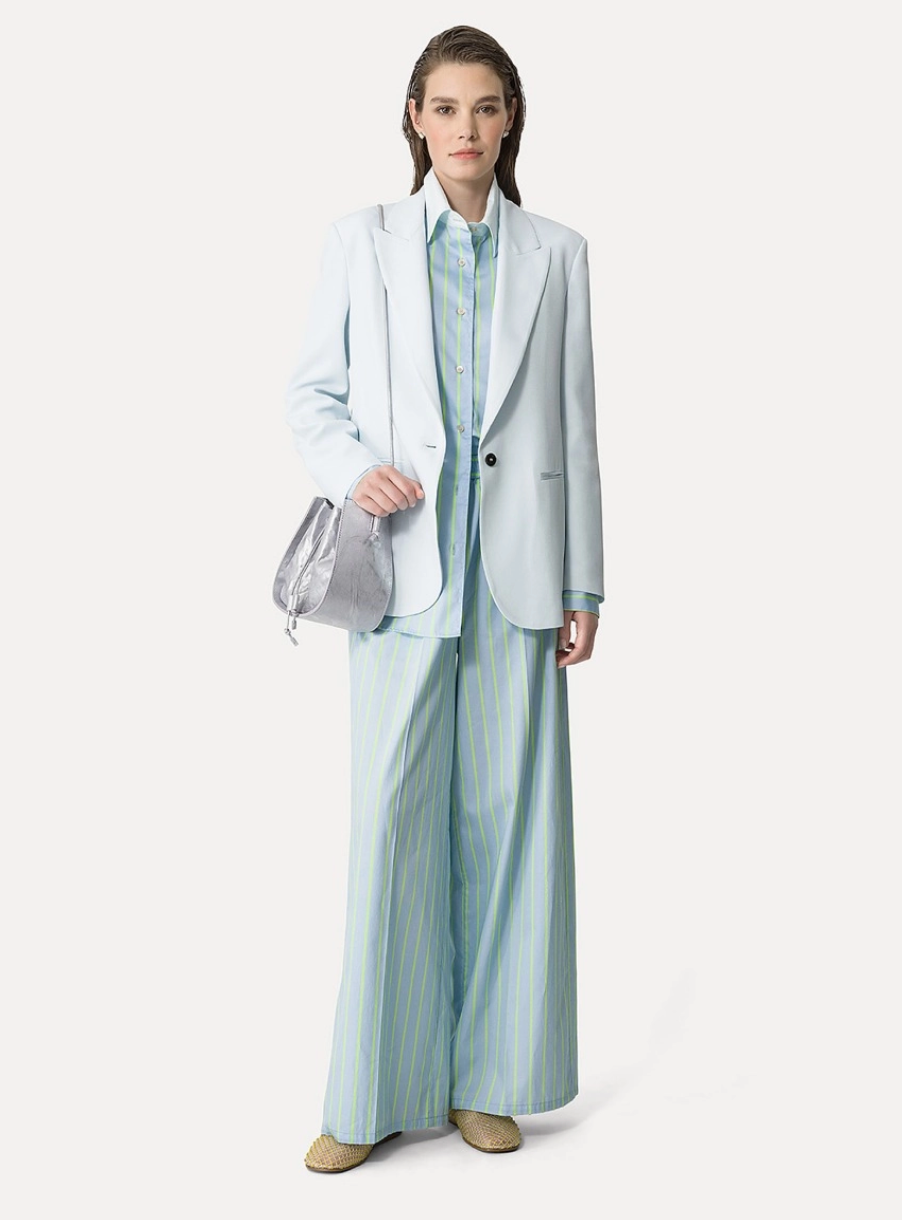 Satin Stripe Wide Leg Pant-Clothing-Forte Forte-Nuage-0-Mercantile Portland