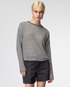 Scollo Barca Riga Pullover-Tops-Roberto Collina-Ecru/Black-XS-Mercantile Portland