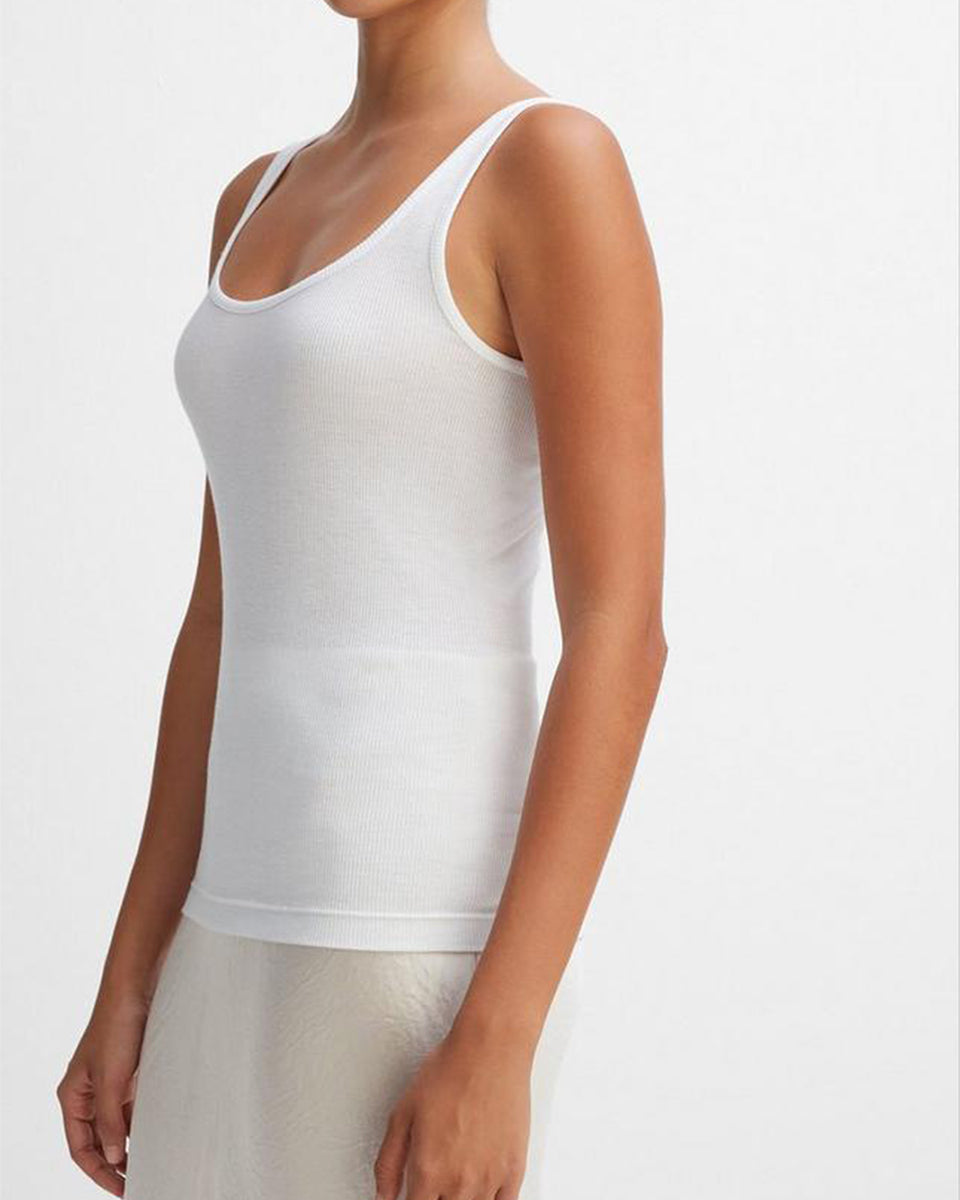 Scoop Neck Tank-Tops-Vince-White-XS-Mercantile Portland