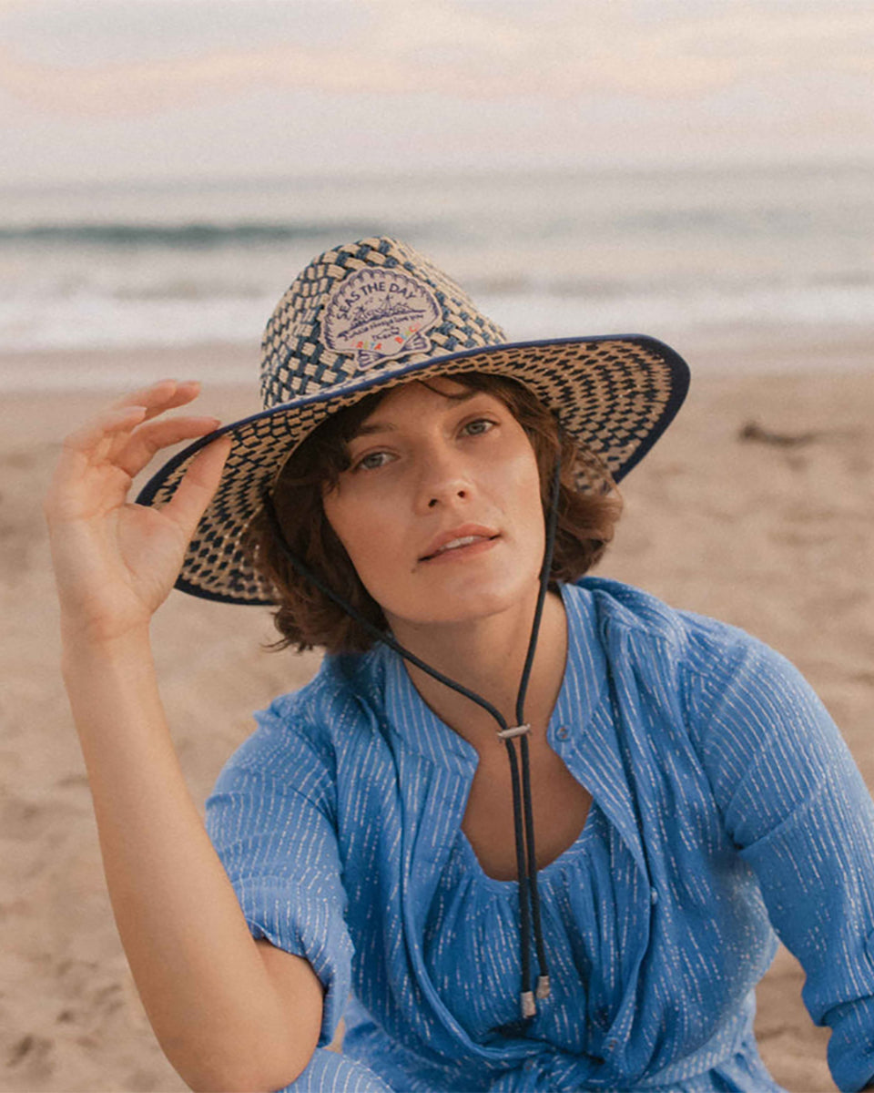 Seas the Day Lifeguard Hat-Hats-Freya-Natural/Navy • Freya-S/M-Mercantile Portland