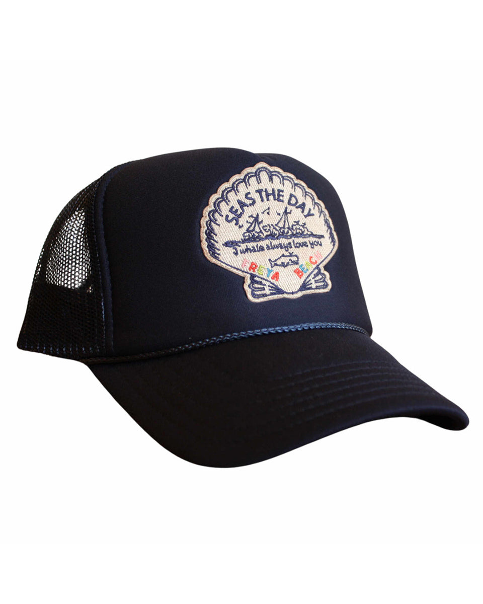 Seas the Day Trucker Hat-Hats-Freya-Navy-OS-Mercantile Portland