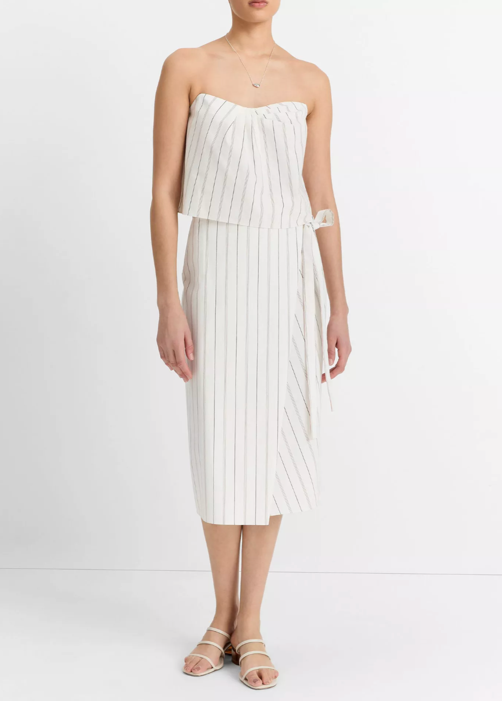 Seedling Stripe Draped Tank-Clothing-Vince-Off White/ Marigold-0-Mercantile Portland
