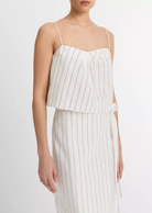 Seedling Stripe Draped Tank-Clothing-Vince-Off White/ Marigold-0-Mercantile Portland