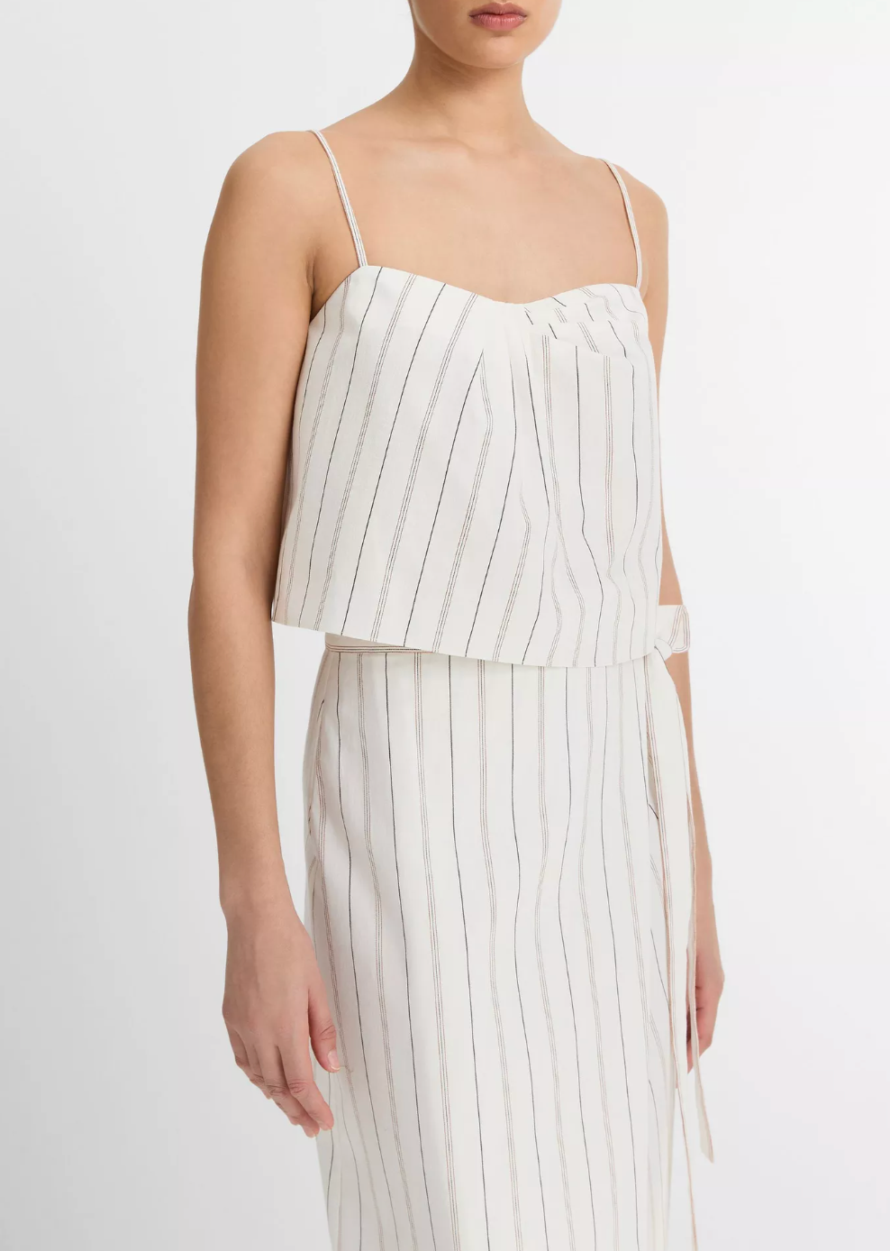 Seedling Stripe Draped Tank-Clothing-Vince-Off White/ Marigold-0-Mercantile Portland