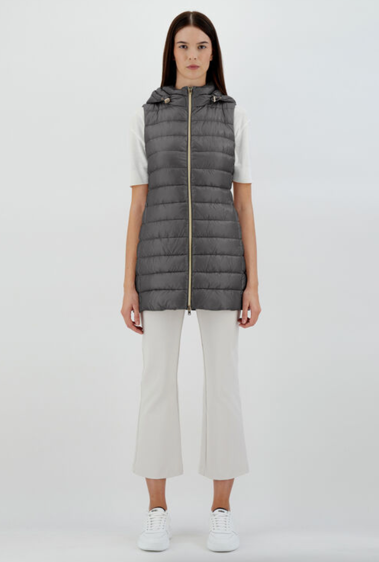 Serena Hooded Vest-Outerwear-Herno-Grey-40-Mercantile Portland