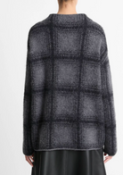 Shadow Plaid Funnel Neck Sweater-Clothing-Vince-Heather Charcoal Combo-XS-Mercantile Portland