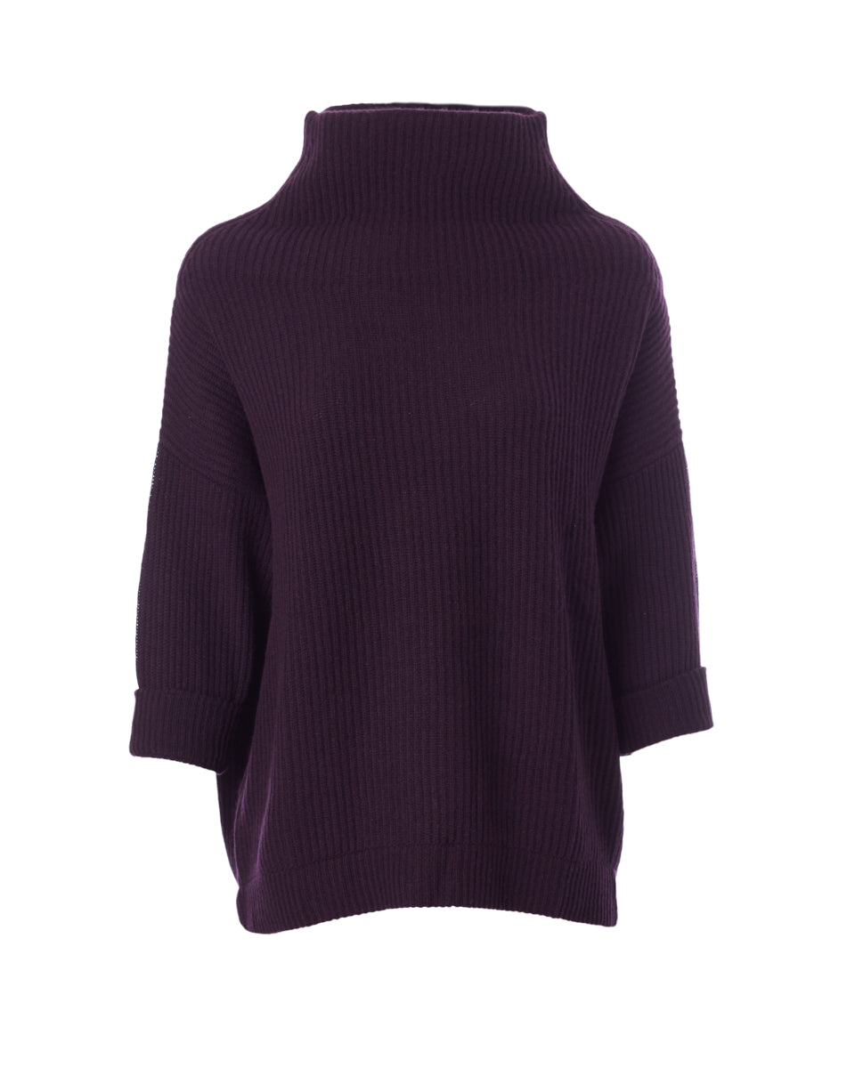 Shaker Funnel Pullover-Sweaters-Autumn Cashmere-Black Currant-XS-Mercantile Portland