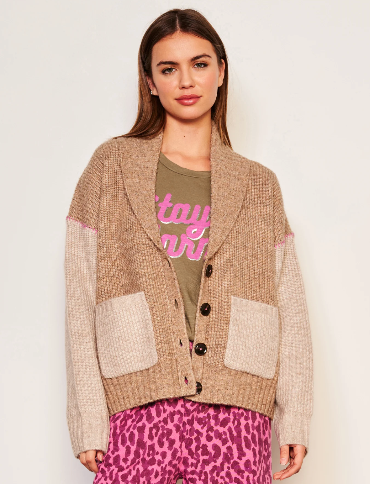 Shawl Collar Cardigan-Clothing-Sundry-Taupe-XS-Mercantile Portland