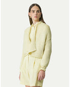 Shawl–Collar Cardigan in Silk, Cashmere and Mohair-Sweaters-Forte Forte-Daffodil • forte forte-0-Mercantile Portland