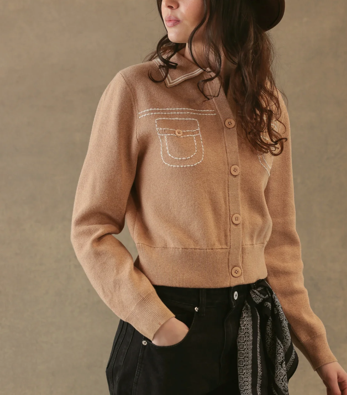 Shirley Collared Cardigan-Sweaters-27 Miles-Camel-S-Mercantile Portland