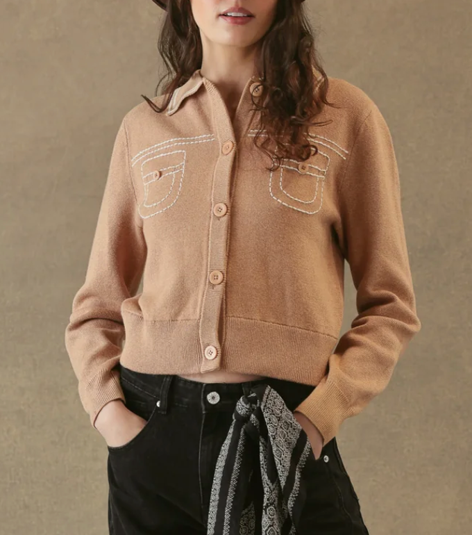 Shirley Collared Cardigan-Sweaters-27 Miles-Camel-S-Mercantile Portland