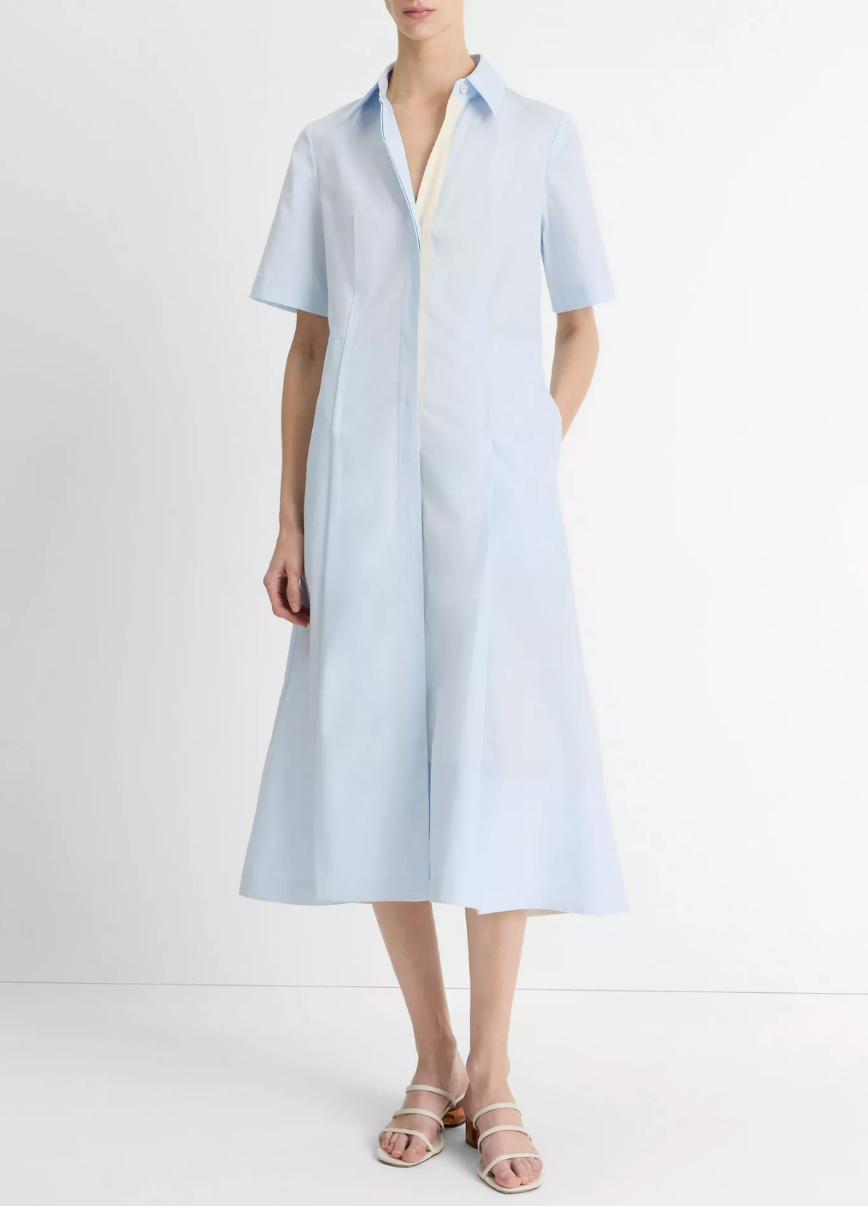 Shirt Dress with Canvas Tape-Clothing-Vince-Sky Mist-XXS-Mercantile Portland