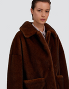Short Coat in Mink-Effect Fur-Touch Fabric-Outerwear-Herno-Chocolate-40-Mercantile Portland