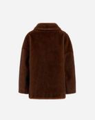 Short Coat in Mink-Effect Fur-Touch Fabric-Outerwear-Herno-Chocolate-40-Mercantile Portland