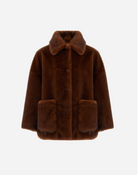 Short Coat in Mink-Effect Fur-Touch Fabric-Outerwear-Herno-Chocolate-40-Mercantile Portland