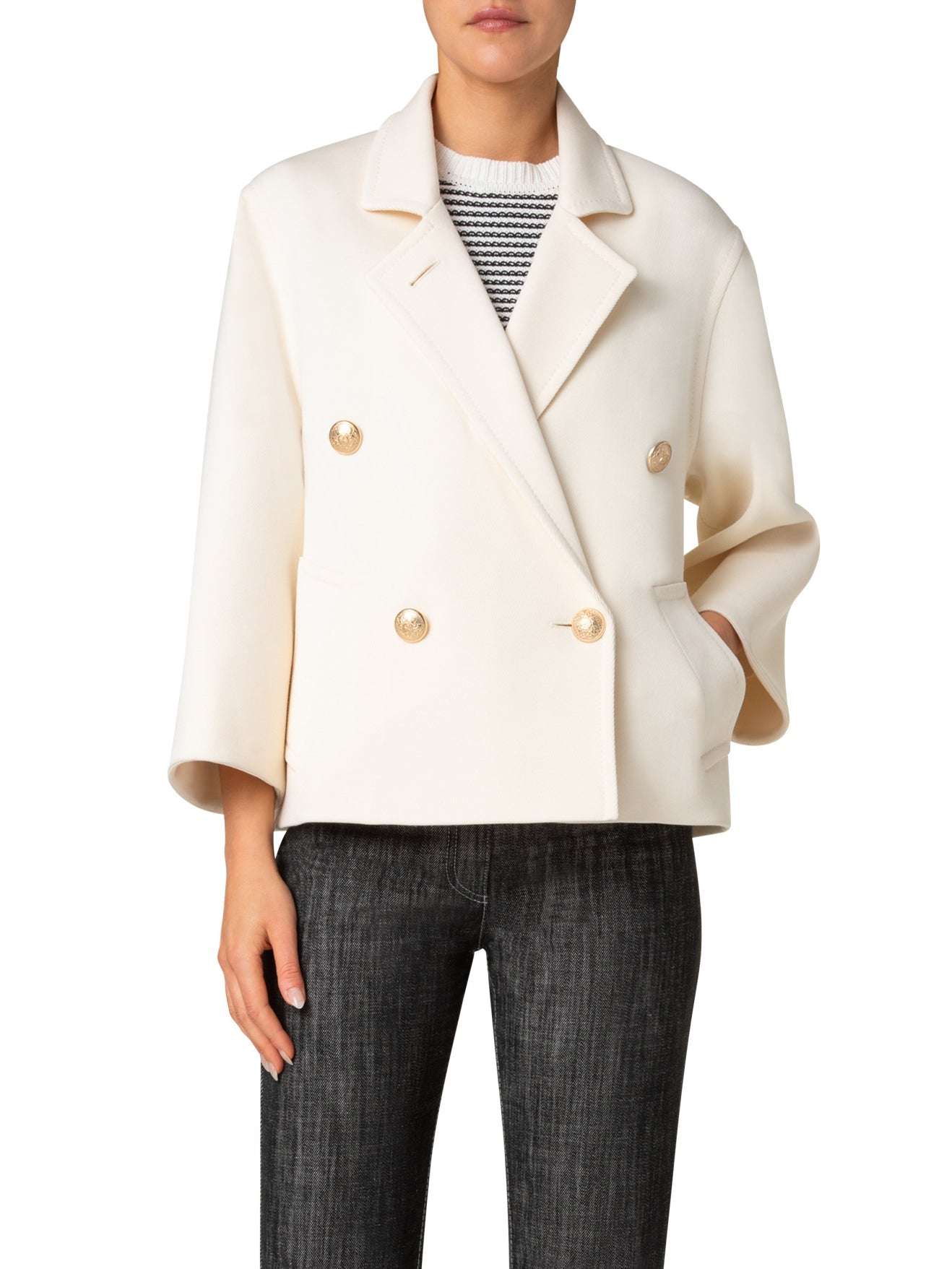 Short Coat-Outerwear-Akris Punto-Cream-2-Mercantile Portland